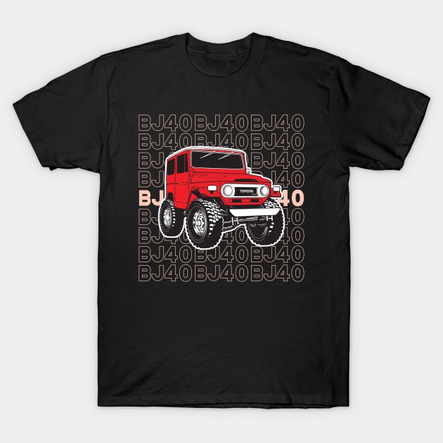 BJ40 Stacked in Red T-Shirt by Bulloch Speed Shop